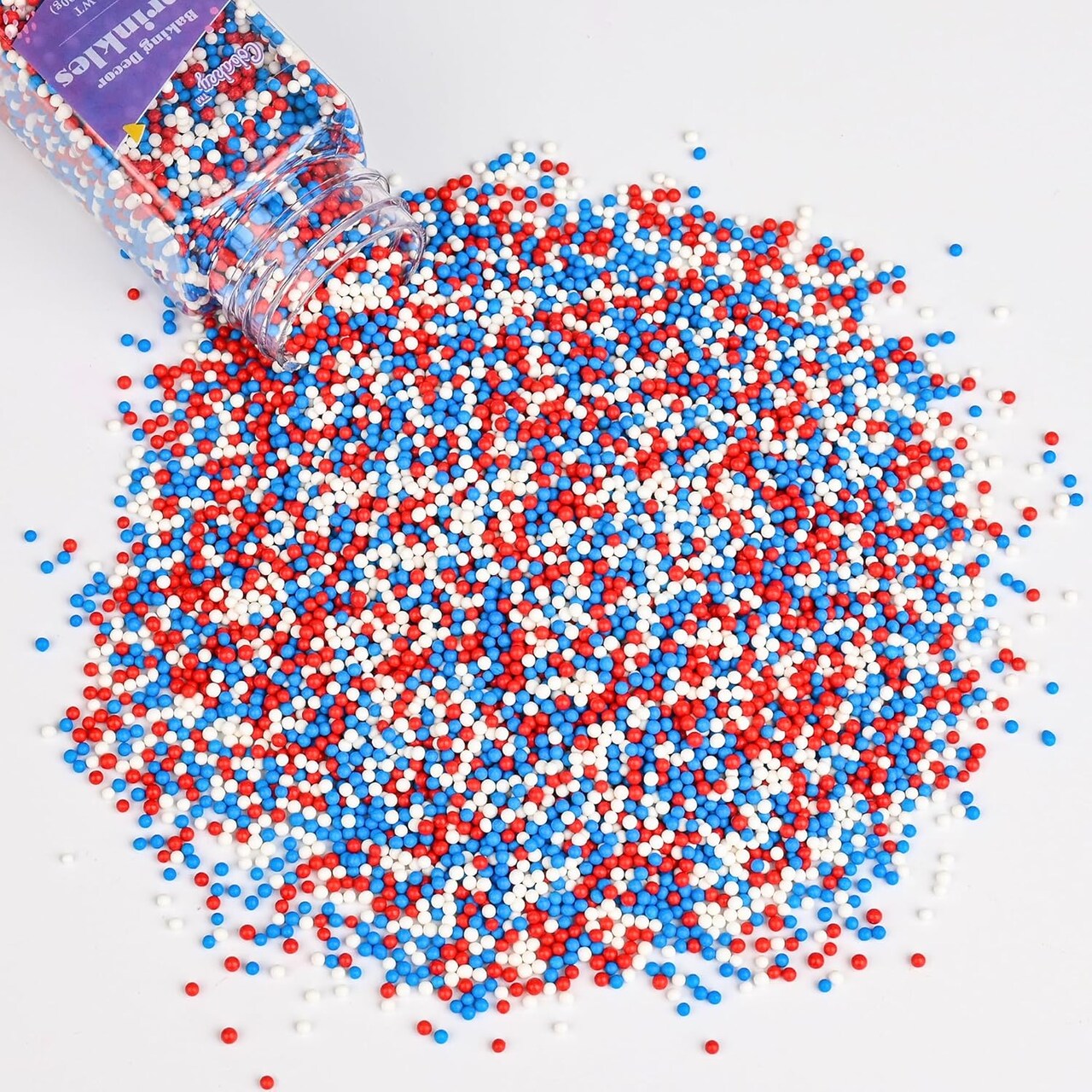 Patriotic Sprinkles for Baking, 4th of July Sprinkles for Cupcakes, Red White and Blue Nonpareils Candy Perfect for Independence Day Dessert Party 3.52 Ounce